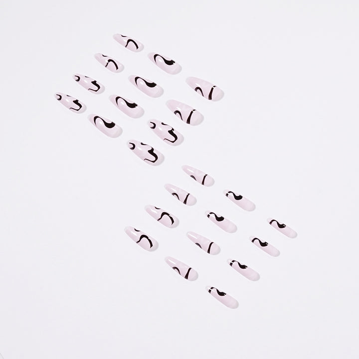 Artful nail extensions with elegant curved patterns Stornfield