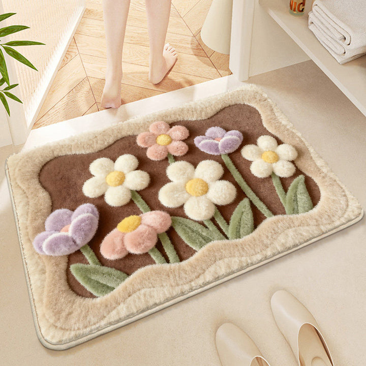 Floral Embroidered Bath Mat