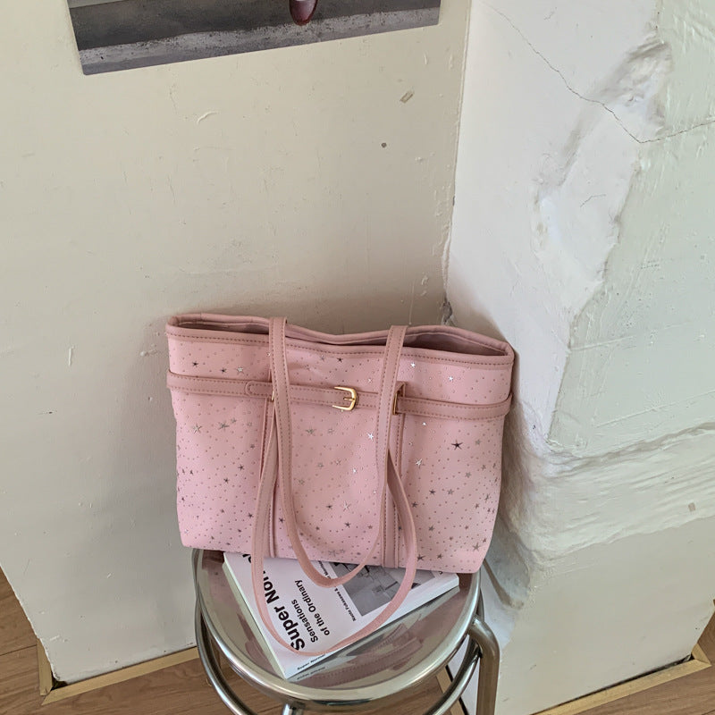 Star-Patterned Canvas Tote Bag