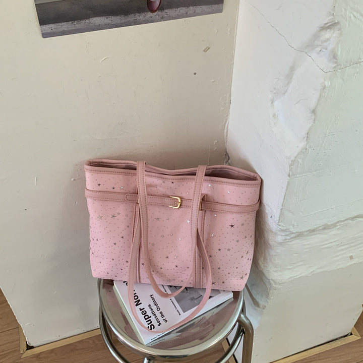 Star-Patterned Canvas Tote Bag