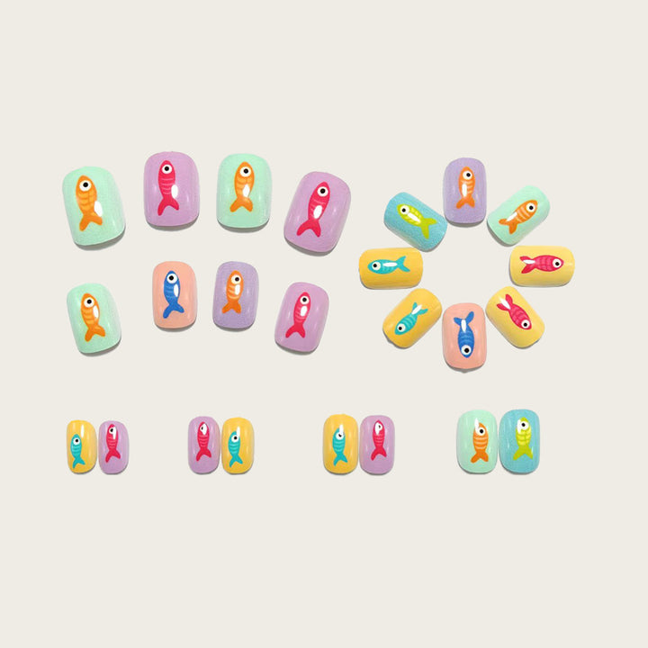 Creative artificial nails with playful fish design Stornfield