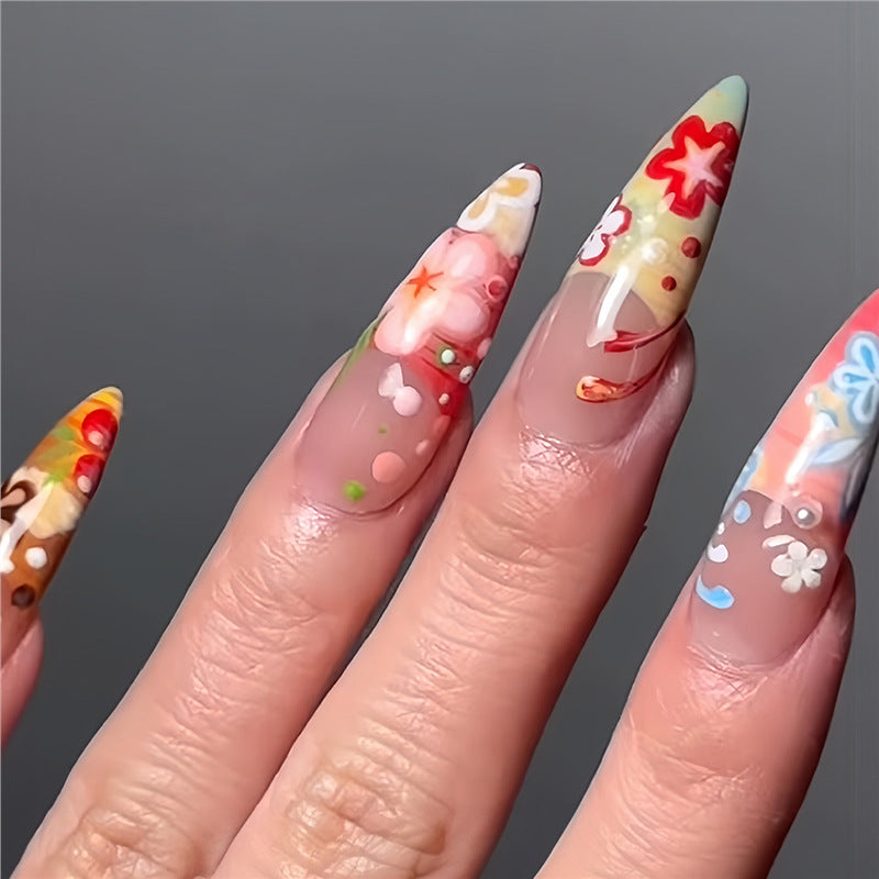 Artistic Floral Stiletto Press-On Nails Stornfield