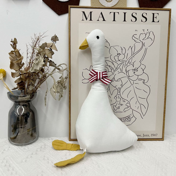 Handmade Linen Bunny Doll with Checked Cotton Dress