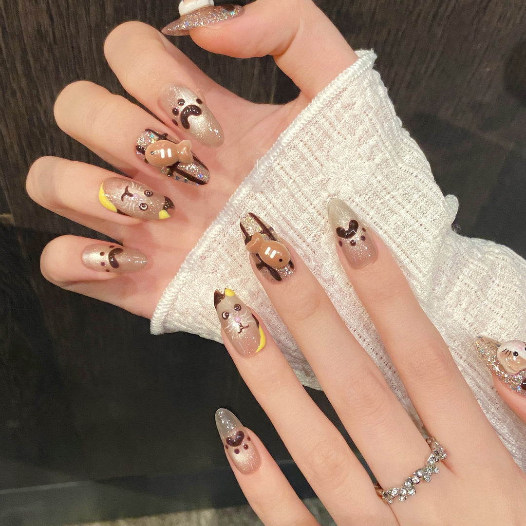 Whimsical Animal-Themed Press-On Nail Set