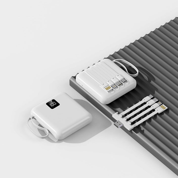Portable power bank with integrated charging cables and LCD display Stornfield
