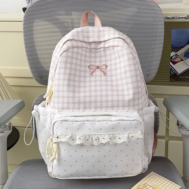 Playful Gingham and Polka Dot Backpack Stornfield