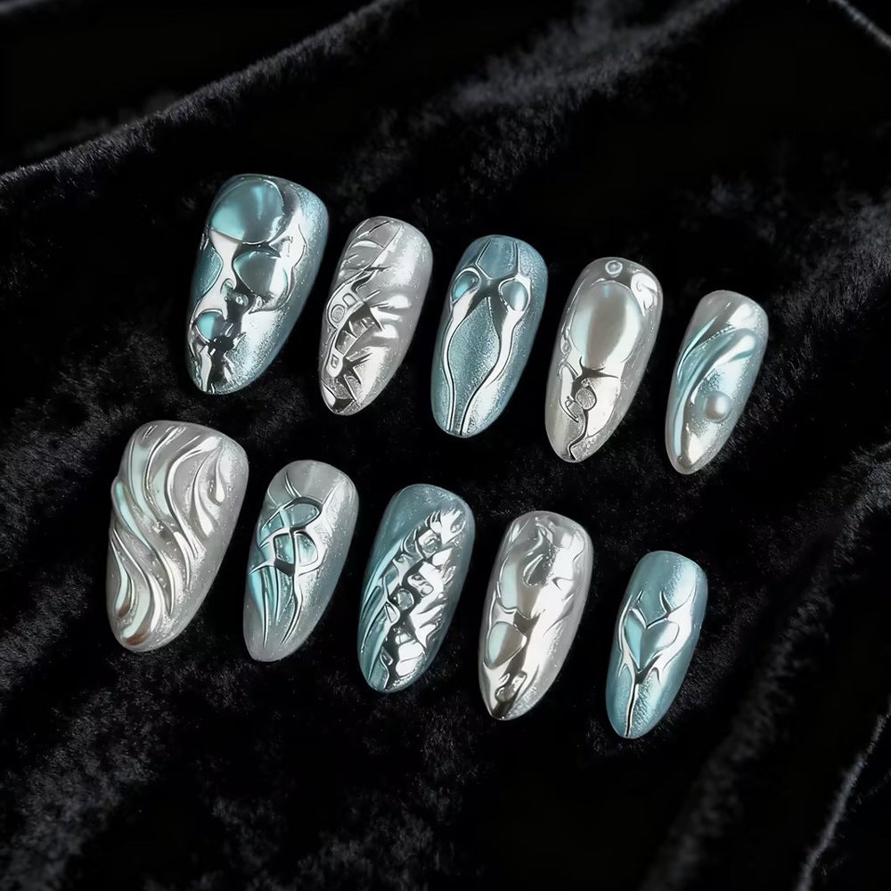 Artistic Metallic Press-On Nail Set Stornfield