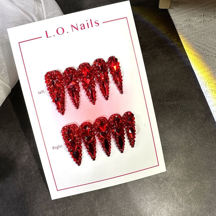 Rhinestone-Embellished Stiletto Nail Extensions Stornfield