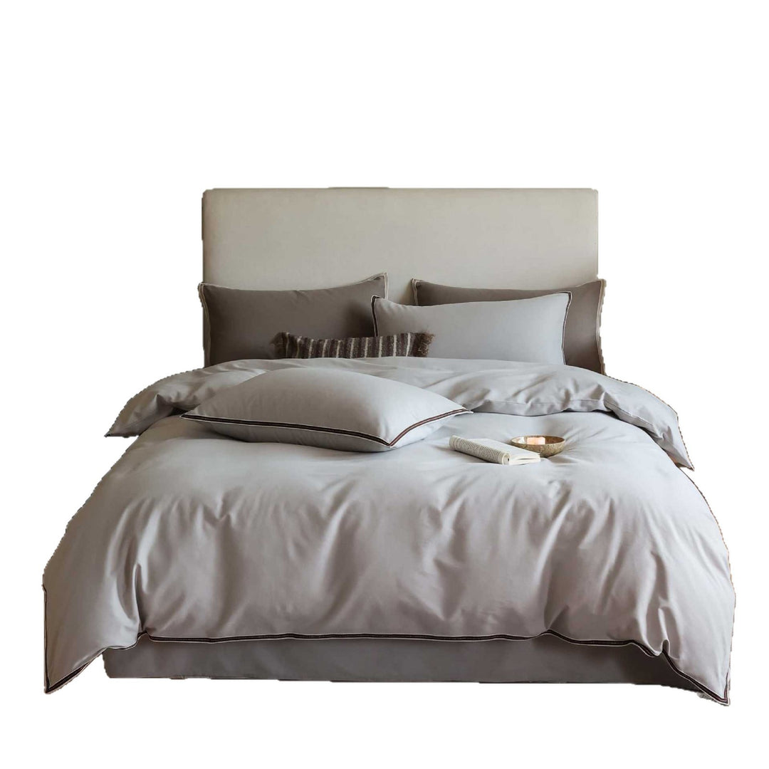 Premium Cotton Sateen Duvet Cover Set with Double-Piped Edge and Pillow Shams