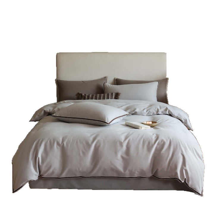 Premium Cotton Sateen Duvet Cover Set with Double-Piped Edge and Pillow Shams