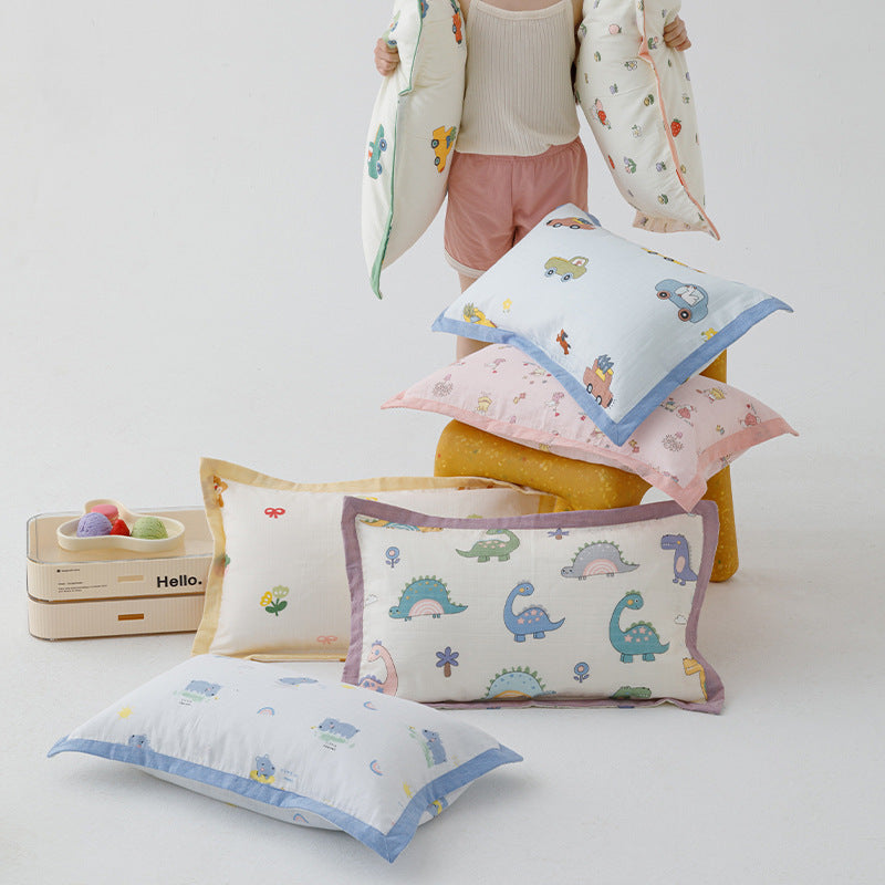 Decorative Cotton Muslin Dinosaur Pillow Cover