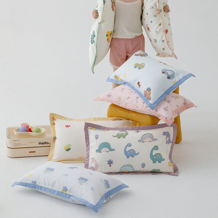 Decorative Cotton Muslin Dinosaur Pillow Cover