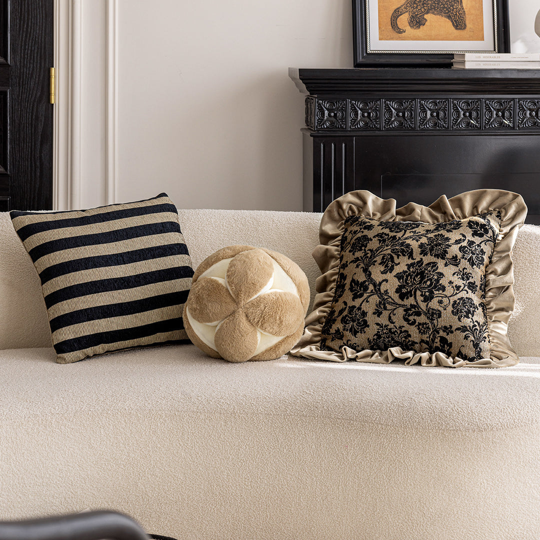 Fluffy decorative pillow with floral pattern
