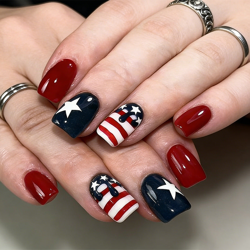 Patriotic Acrylic Nail Art Enhancements Stornfield