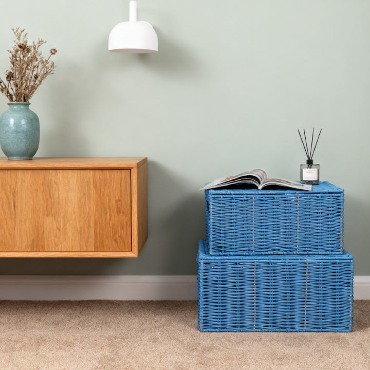 Women's storage basket made of woven material with integrated lids Stornfield