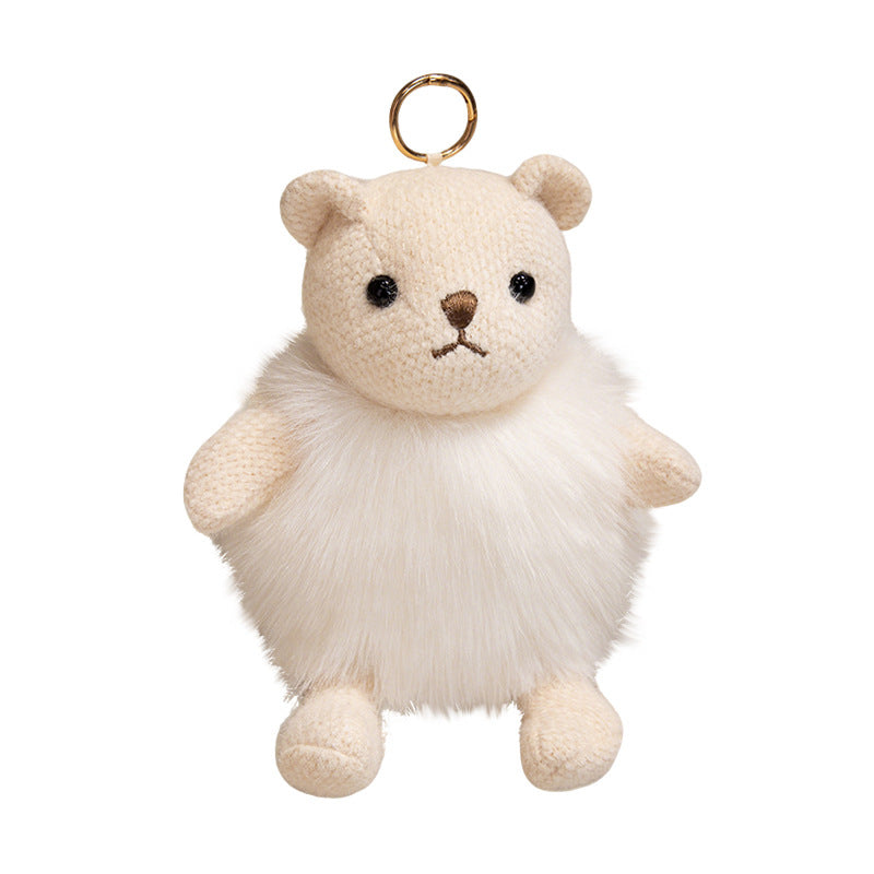 Plush Fluffy Monkey Bag Charm Keychain with Faux-Fur Body and Gold Ring Stornfield