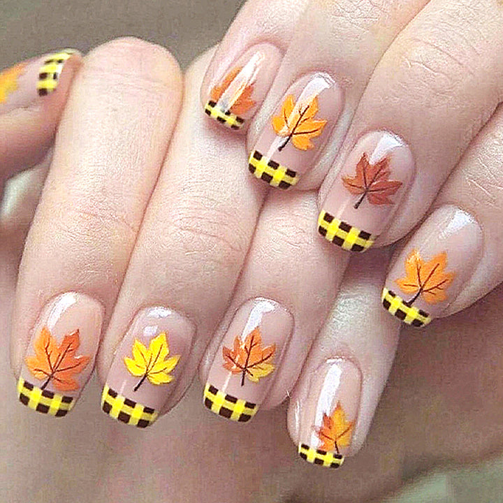 Seasonal Leaf-Themed Press-On Nails Stornfield