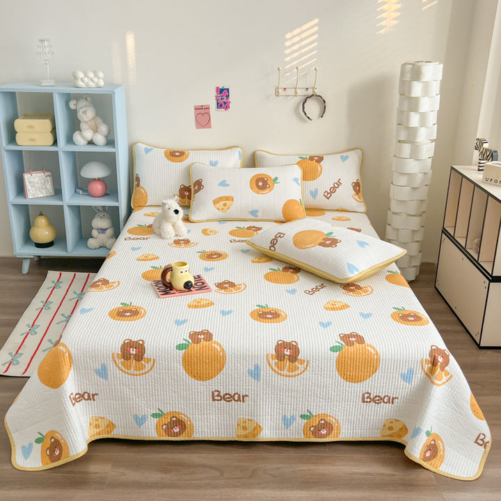 Lightweight Quilted Floral Bedspread Set with Piped Edge and Matching Pillow Shams
