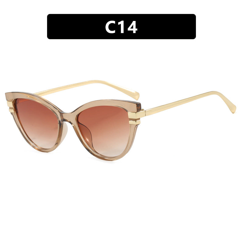 Ladies Cat-Eye Sunglasses with Elegant Plastic Frame and Golden Accents Stornfield