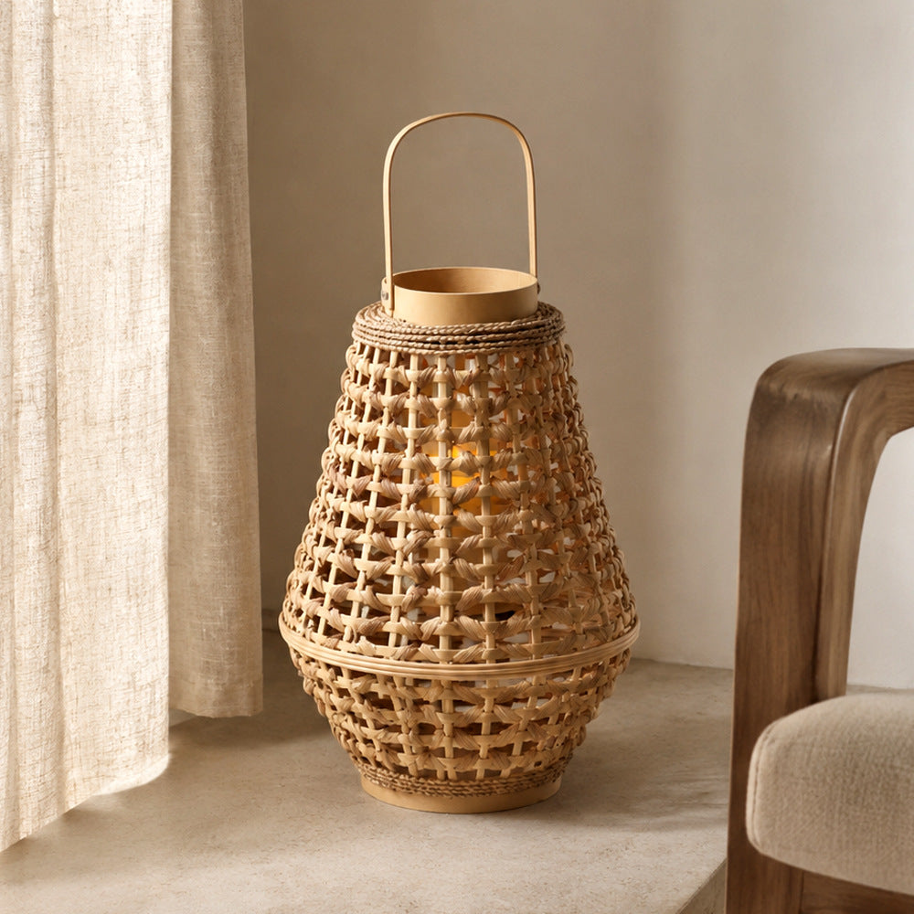 Elegant lantern made of braided rattan Stornfield