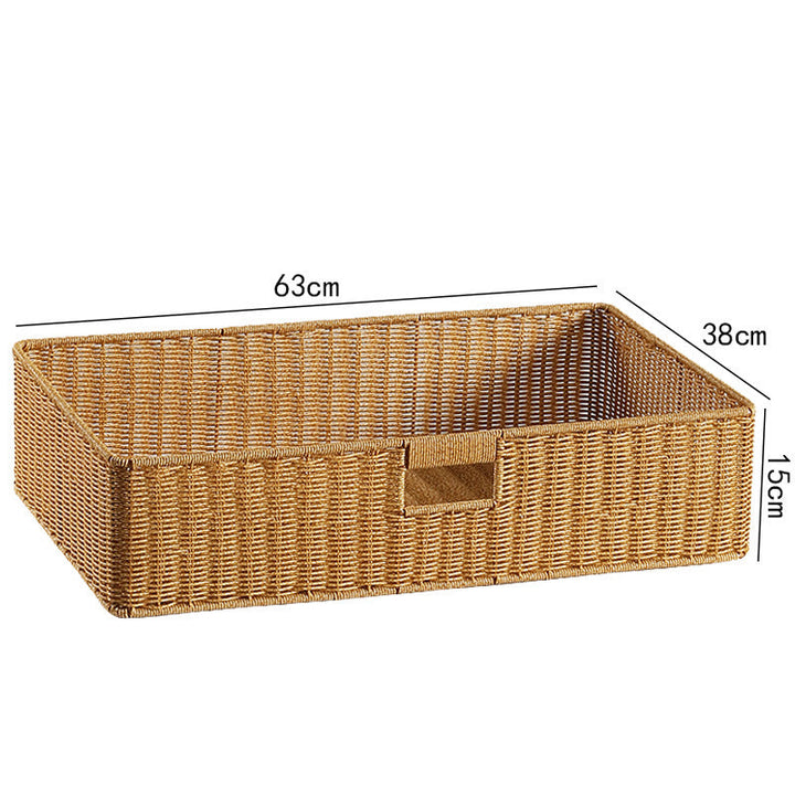 Large Handwoven Rectangular Storage Basket with Cutout Handles Stornfield