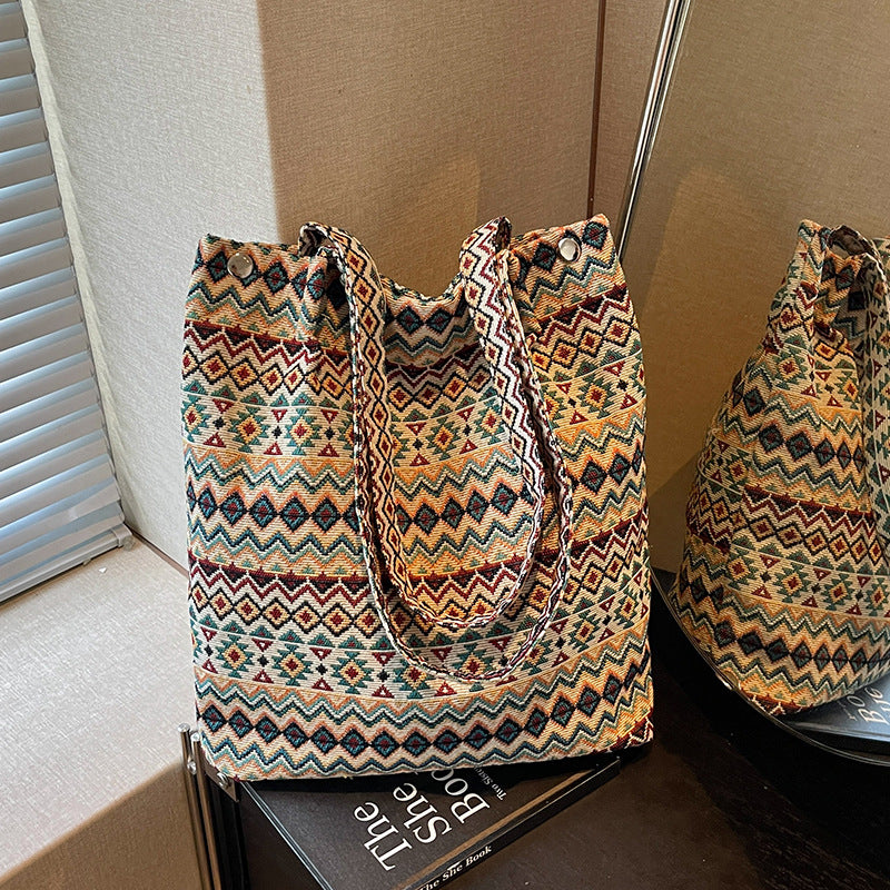 Bohemian Ethnic Print Shoulder Tote Bag