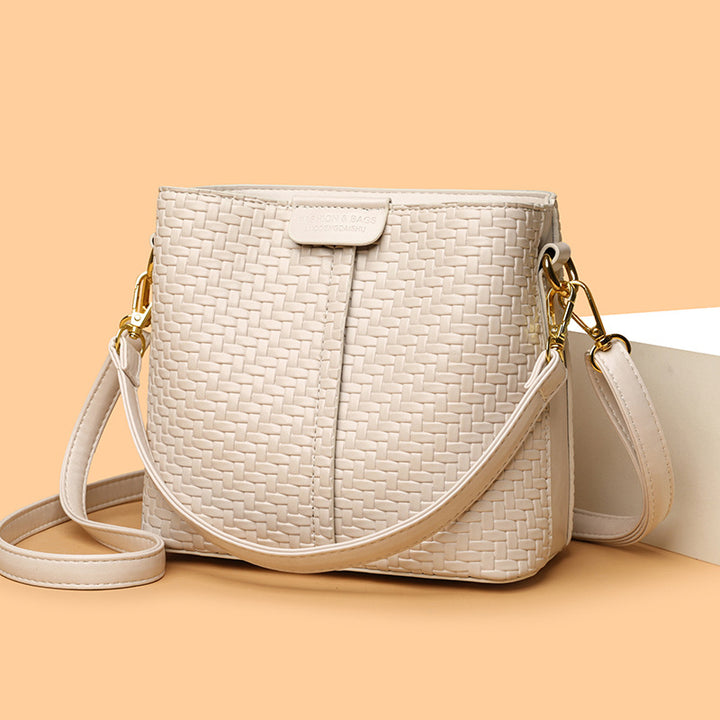 Woven Leather Bucket Bag