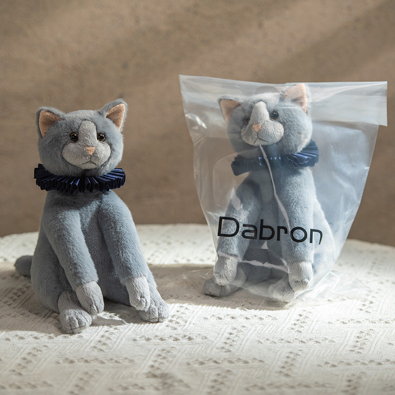 Plush Decorative Sitting Cat Toy with Pleated Ruffle Collar