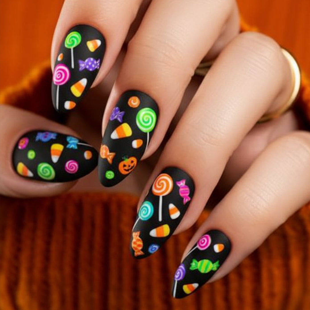 Festive Candy-Themed 3D Nail Art Extensions Stornfield