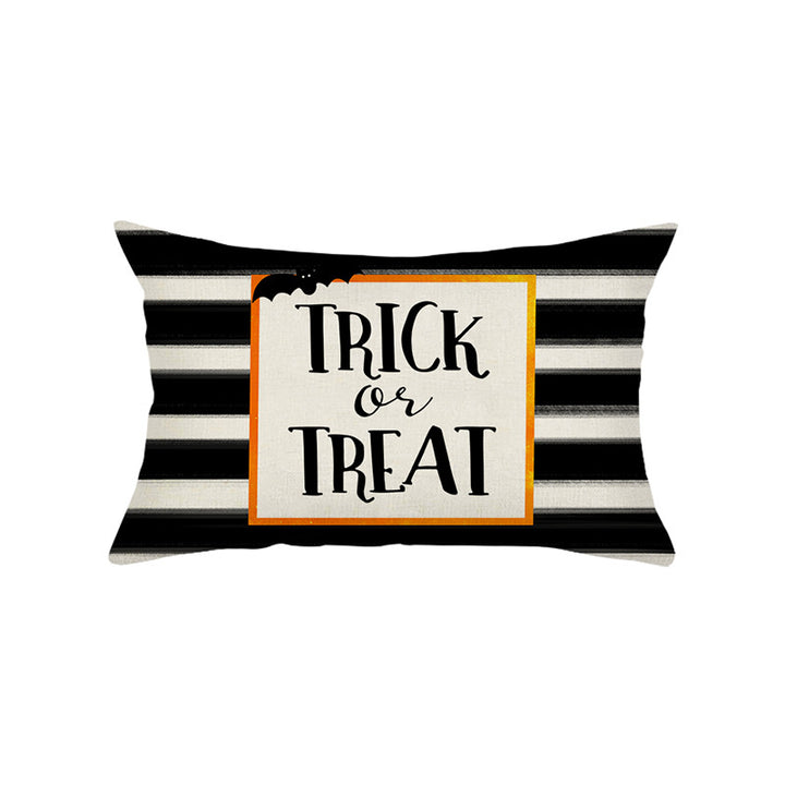 Halloween Decorative Lumbar Pillow Cover with Script Typography and Hidden Zipper
