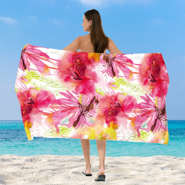 Beach towel with elegant floral watercolor design Stornfield