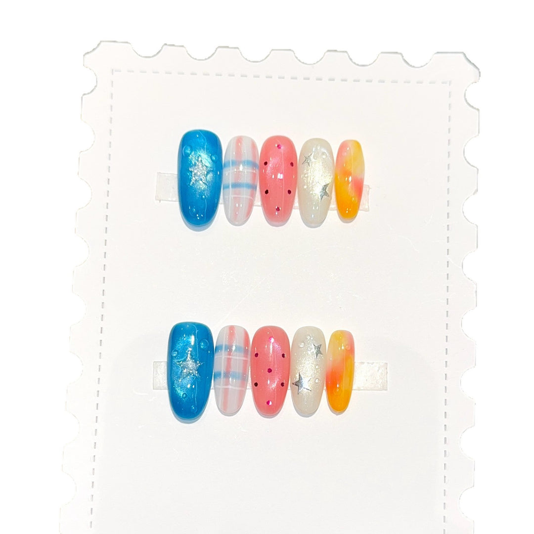 Creative nail art set with glitter and star design Stornfield