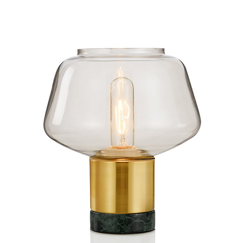 Geometric Glass Table Lamp with Brass and Marble Base