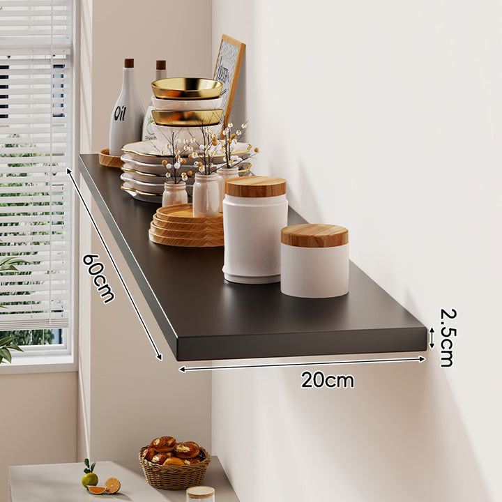 Floating Wall-Mounted Solid Wood Display Shelf with Concealed Brackets and Slim Profile