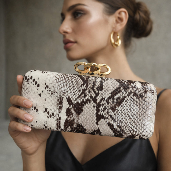 Textured Snakeskin Clutch