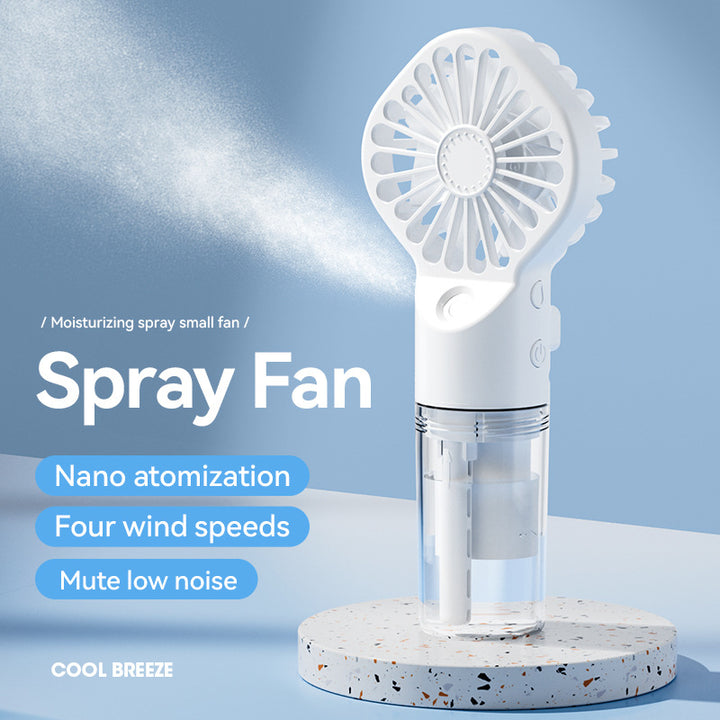 Cooling handheld misting fan with nano-atomizing water reservoir Stornfield