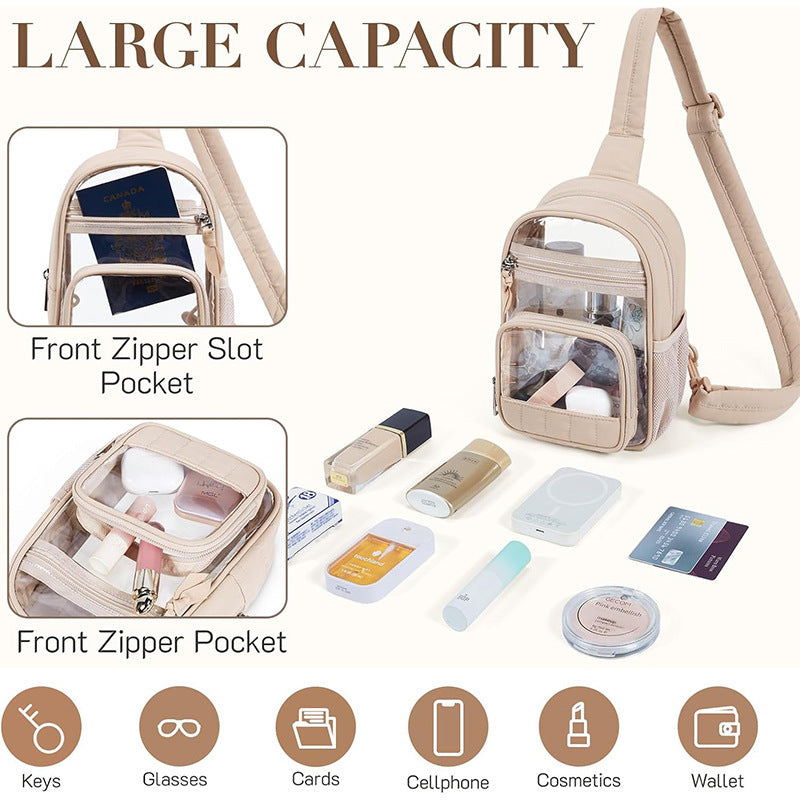 Practical shoulder bag with transparent front pocket Stornfield