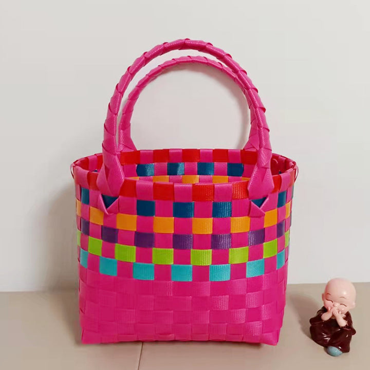 Handmade Basket Bag In Checked Design Stornfield