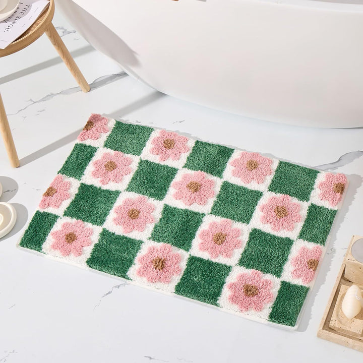 Floral Square Pattern Bath Mat