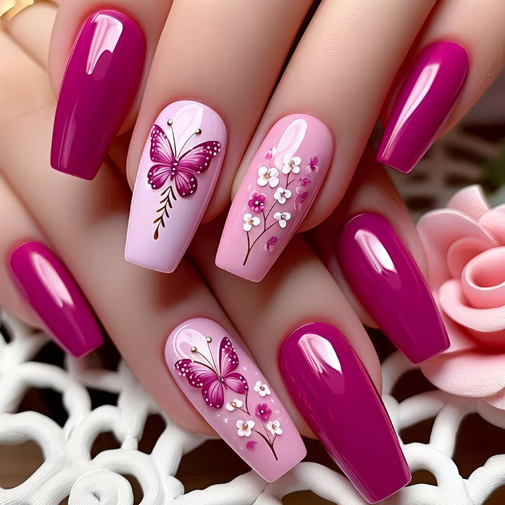 Glittering artificial nails with butterfly motif Stornfield