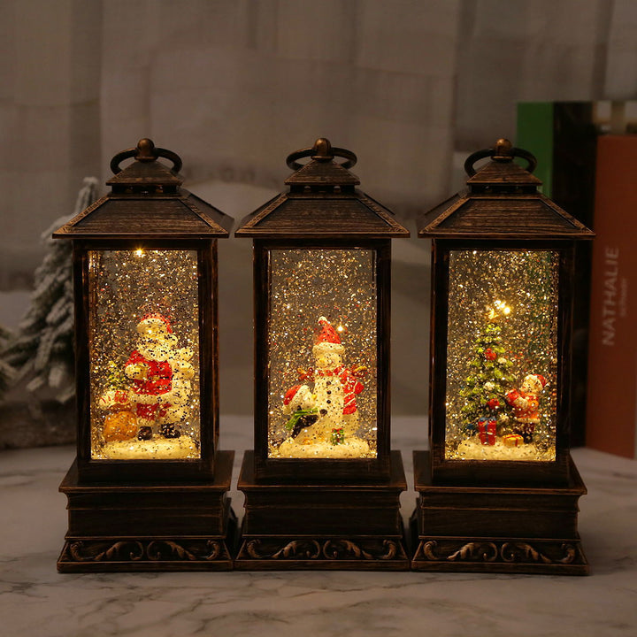 Vintage Christmas lantern with snowman and LED lighting Stornfield