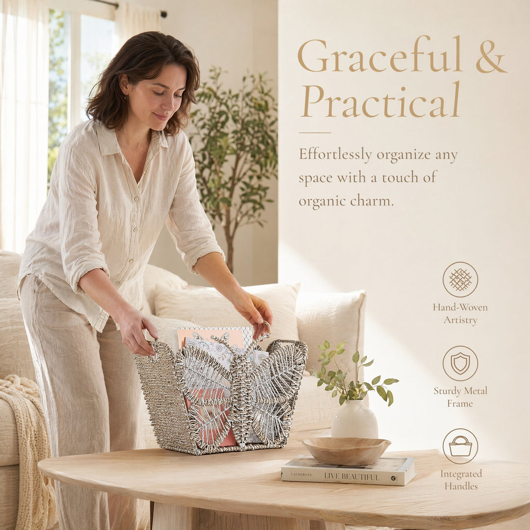 Decorative storage basket with butterfly design Stornfield