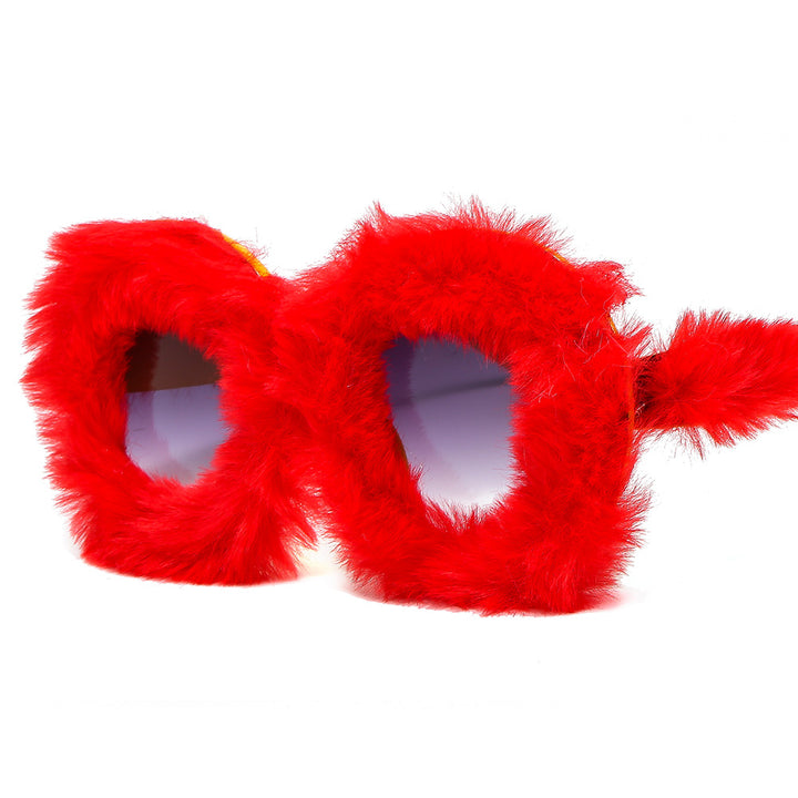 Ladies eye-catching oversized sunglasses with a unique fur touch Stornfield
