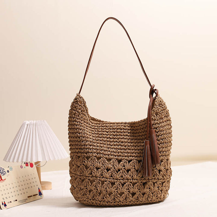 Handcrafted Shoulder Bag Made of Braided Natural Material Stornfield