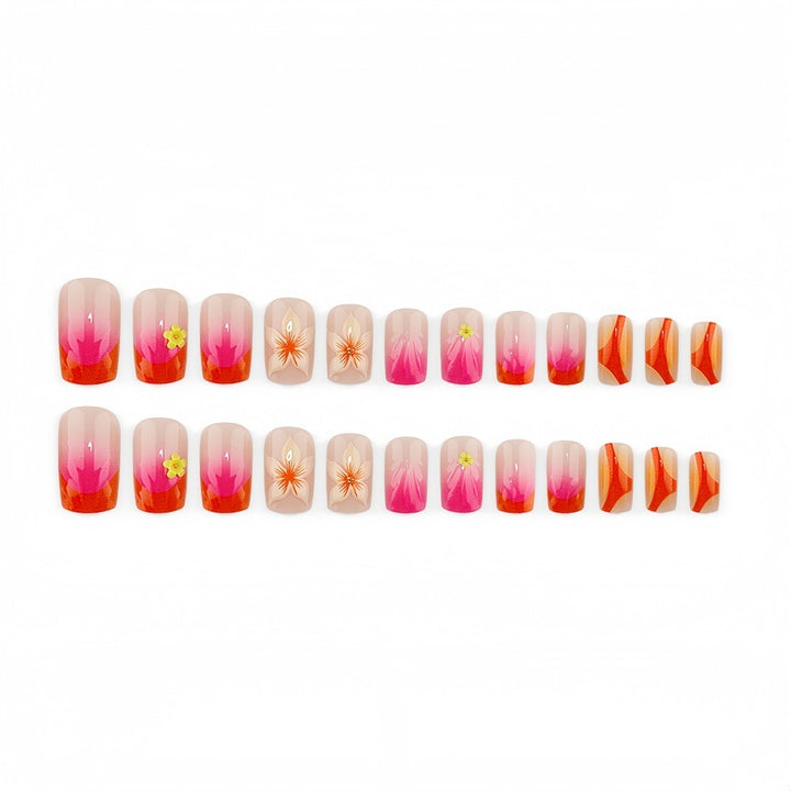 Creative Nail Art Set with Floral and Ombre Designs Stornfield