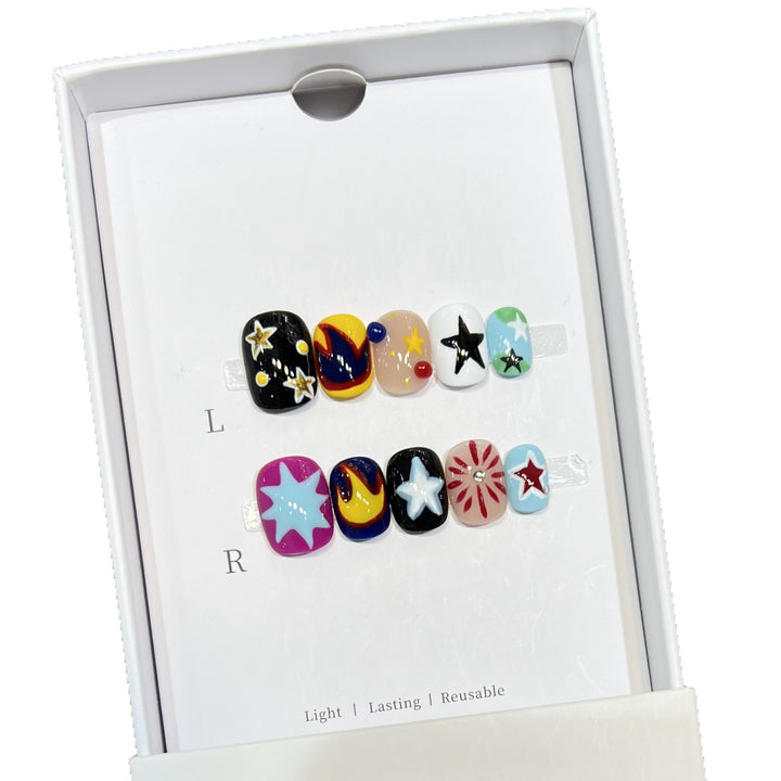 Cosmic-Themed Press-On Nail Art Set Stornfield