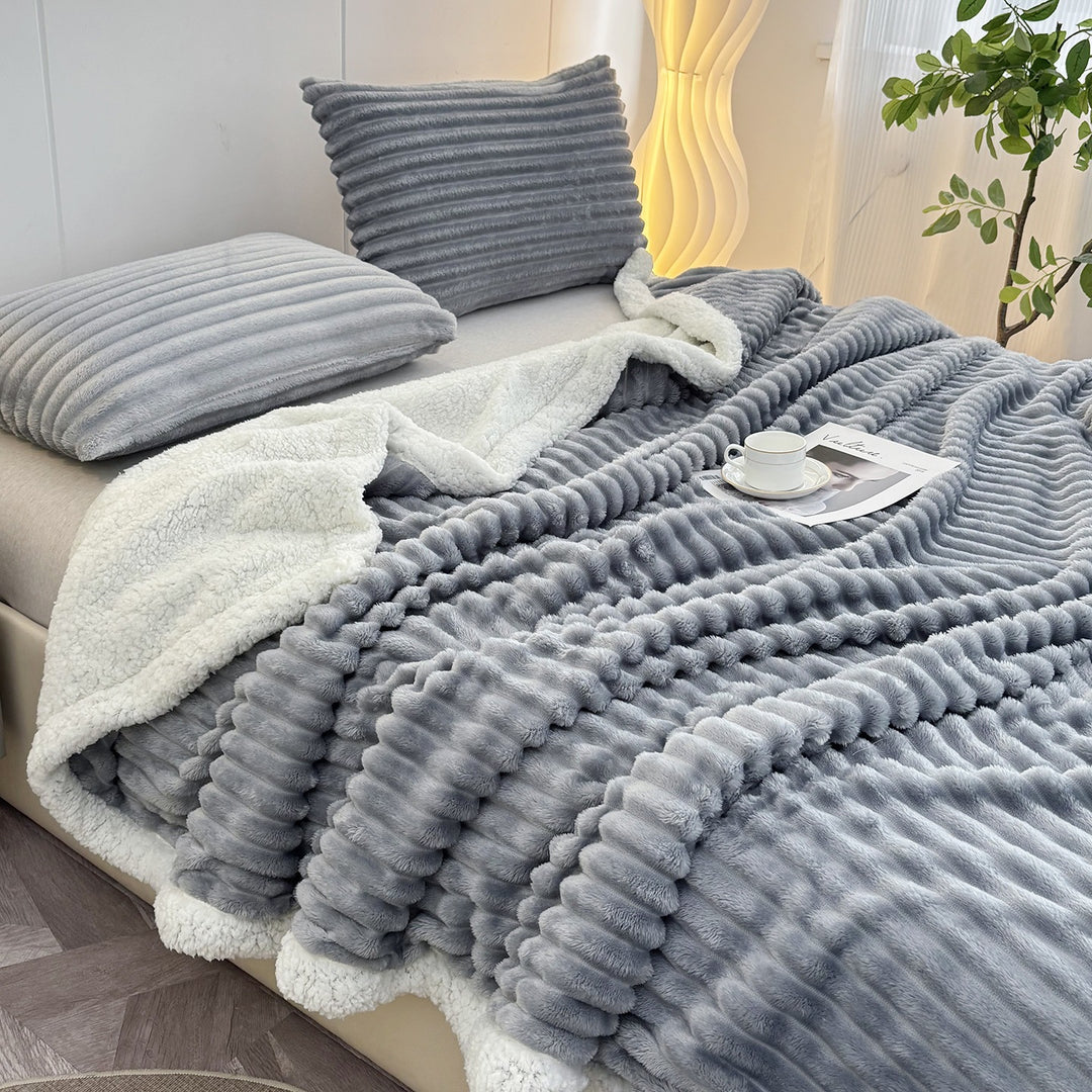 Luxurious Plush Stripe Fleece Blanket