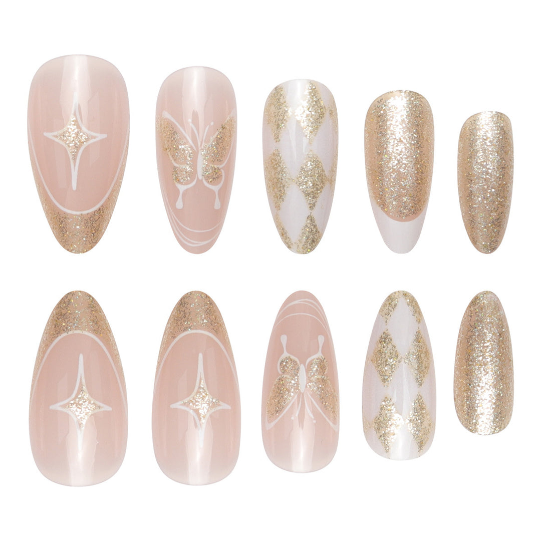 Glamorous Stiletto Press-On Nails with Glitter and Decorative Accents Stornfield