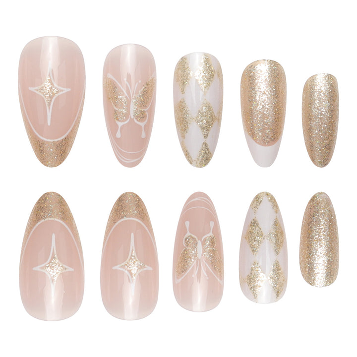 Glamorous Stiletto Press-On Nails with Glitter and Decorative Accents Stornfield