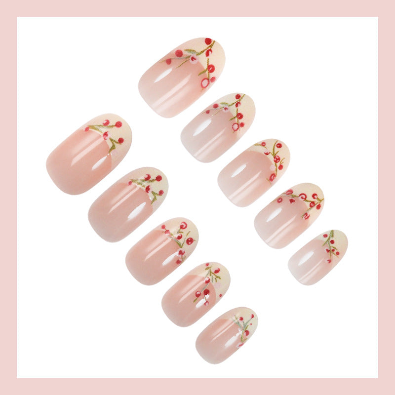 Artificial nail set with delicate rose accents Stornfield